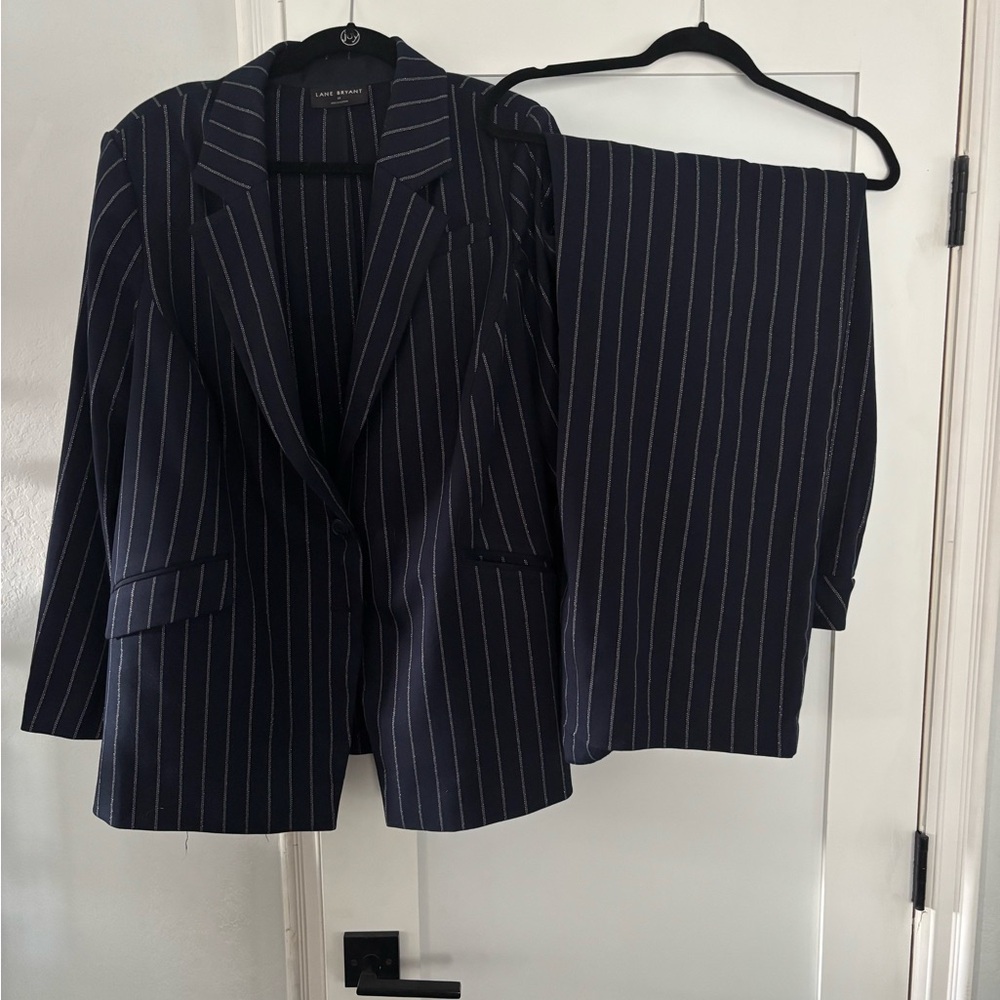 Lane Bryant Navy Pinstripe Suit